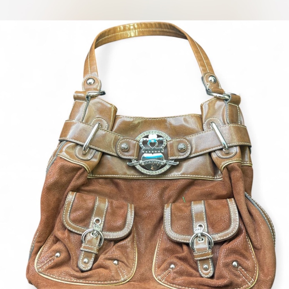 Kathy Van Zeeland Tan and Brown Shoulder Bag